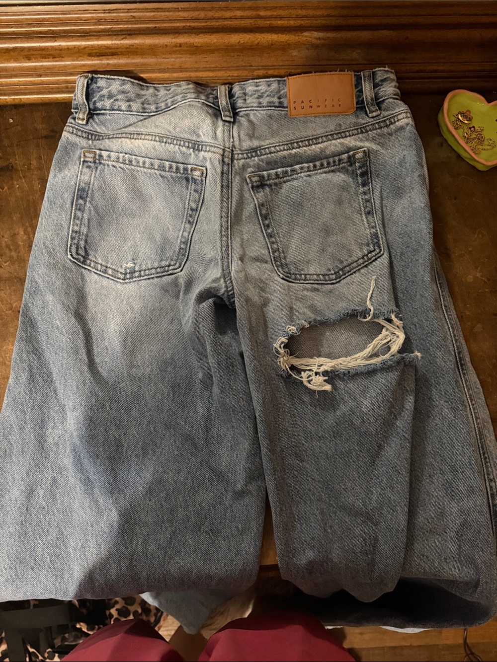 PacSun Women's Light Blue Distressed Wide-Leg Low-rise Jeans